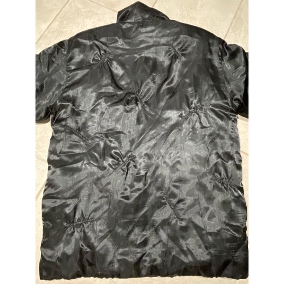 Vintage Gallery Black Long Down Filled‎ Puffer Coat Zip and Button Large - Picture 6 of 9